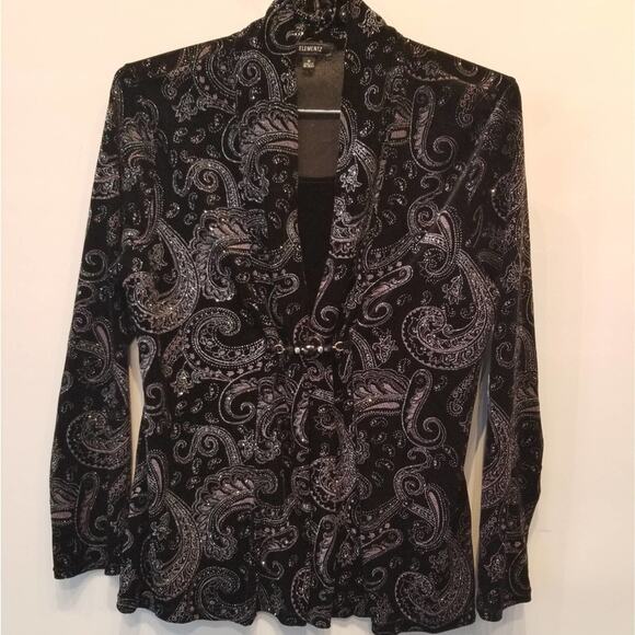 Elementz Tops - Elements Black Velvet Blazer Jacket Two in One Top Jacket Holiday Party Size M